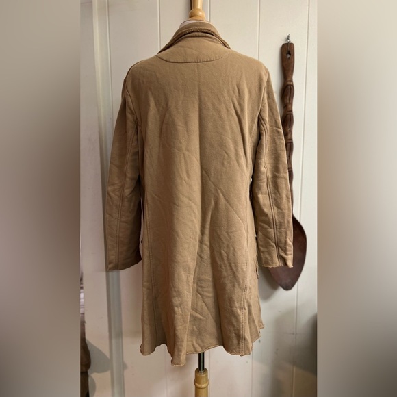 Frank & Eileen $398 Belfast Trench Coat Large Brown Triple Fleece NO BUTTONS - Picture 3 of 4